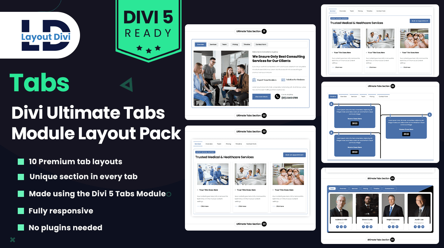 Divi Ultimate Tabs Module Layout Pack - Featured Image